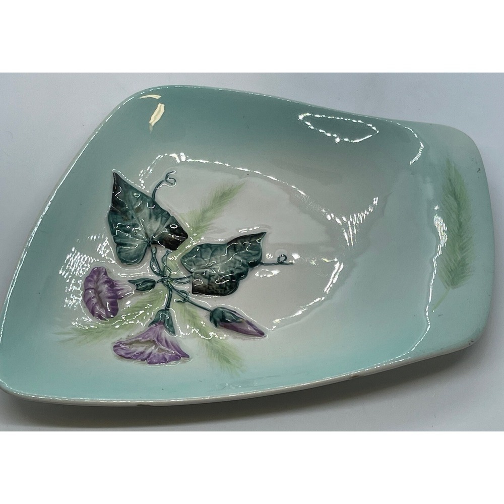 Two Rare Carlton Ware Hand Painted & Raised Morning Glory Salad Plate England